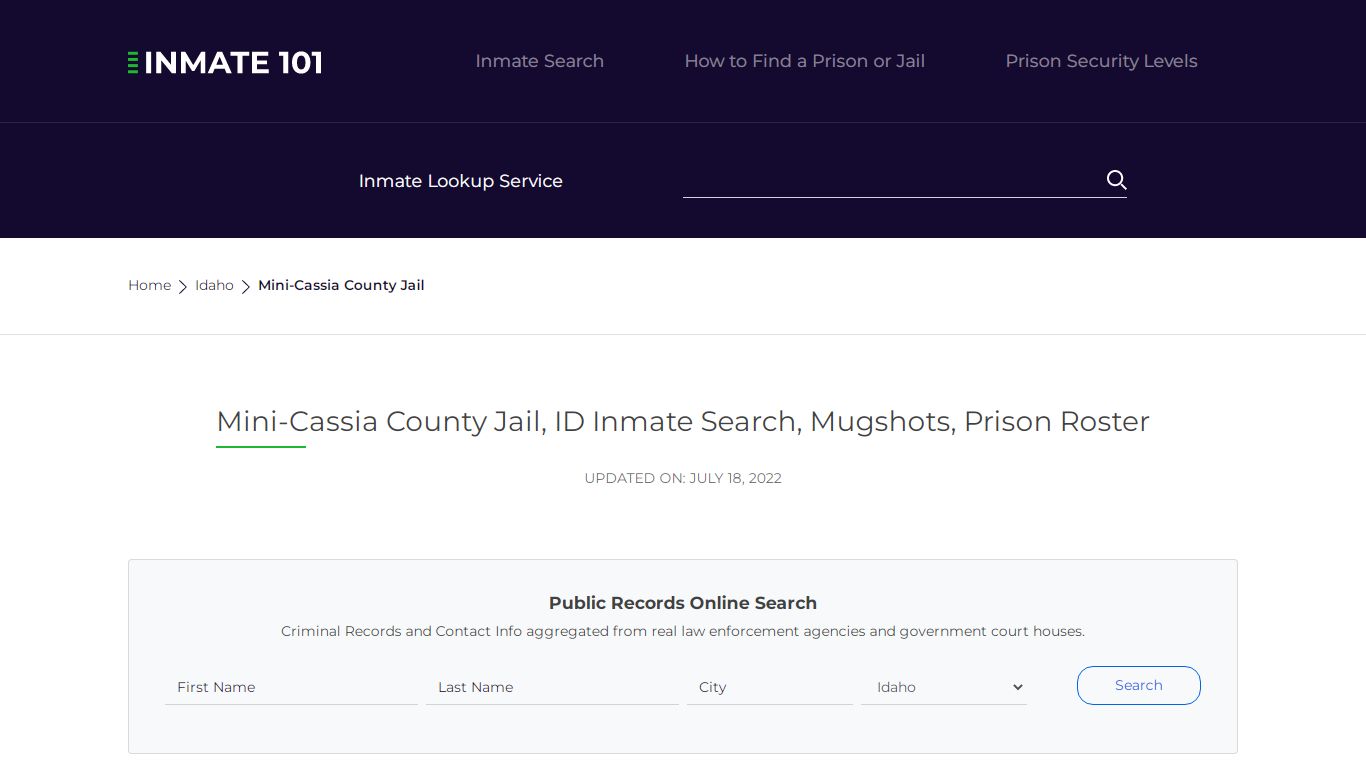 Mini-Cassia County Jail, ID Inmate Search, Mugshots ...